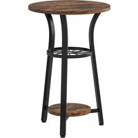 HOMCOM Small Round Side Table with 3 Storage Shelves - Rustic Brown | Aosom Ireland