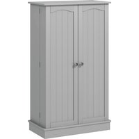 HOMCOM Armoire meuble de cuisine garde-manger 2 portes avec 5 étagères et 12 porte-épices - 60 x 30 x 104 cm - gris