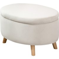 HOMCOM Banc ovale avec rangement intérieur, coffre, pouf, revêtement effet velours, 71 x 51,5 x 42 cm, beige