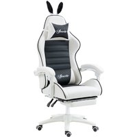 Vinsetto Chaise de gaming avec support lombaire, hauteur réglable, dossier inclinable, oreilles de lapin et appui-tête, noir