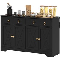 HOMCOM Buffet meuble de rangement armoire de cuisine style rural 2 tiroirs et 2 placards étagères à hauteurs réglables noir