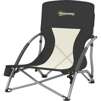 Outsunny Chaise de plage pliable chaise camping pliante légère sac de transport porte-gobelet 58 x 55 x 62 cm noir