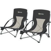 Outsunny Lot de 2 chaises de plage pliable chaises camping pliante légère sac de transport porte-gobelet 58 x 55 x 62 cm noir