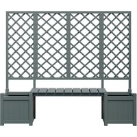 Bac à plantes avec treillis et siège pour jardin, cour, terrasse, pour plantes grimpantes, 169x42x145 cm, Gris