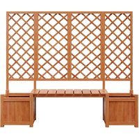 Bac à plantes avec treillis et siège pour jardin, cour, terrasse, pour plantes grimpantes, 169x42x145 cm, Marron