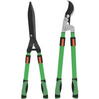 2 Pcs Garden Shears Set Tree Lopper Hedge Shears Telescopic Extendable Handles Garden Shears Hedges Shrubs Bushes Lightweight Shrub Care Kit Cutting Trimming