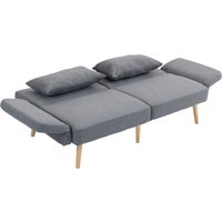 HOMCOM Canapé convertible 3 places design clic clac dossier inclinable et accoudoirs réglables tissu effet lin gris