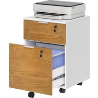 HOMCOM Caisson de bureau, meuble de rangement 2 tiroirs 2 barres pour dossier suspendu, verrouillable avec 2 clés 42x40x60 cm