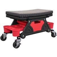HOMCOM Rolling Mechanic Stool, 135kg Capacity Workshop Stool, 360° Swivel Roller Padded Creeper Seat with Wheels, Slide Out Tool Trays and Drawer for Garage, Shop, Auto Repair, Black