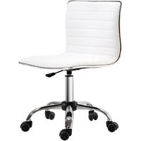 HOMCOM Chaise bureau sans accoudoirs, fauteuil de bureau, hauteur réglable, assise et dossier rembourrés, 48x52x78-90cm, blanc