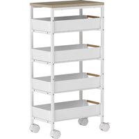 HOMCOM 5-Tier Storage Trolley on Wheels - White | Aosom Ireland