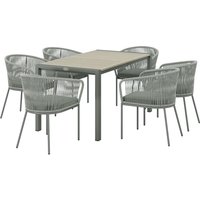 Rattan Dining Set 6 Seater Rattan Garden Furniture Set Acacia Wood Top Rectangle Table 6 Chairs Washable Seat Cushions Outdoor Patio Conservatory