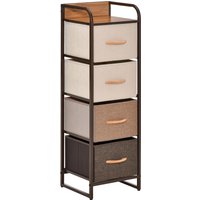 HOMCOM Kommode Aufbewahrungsschrank 5 Stoffschubladen faltbar - schwarzer Stahlrahmen - 45 x 30 x 116 cm beige, braun Aosom