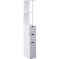 HOMCOM Badezimmersäule, Badezimmerplatzsparendes Holzregal, Schrank mit Regalen und Schubladen, 15x33x136 cm, Hellgrau Aosom