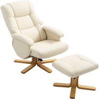 HOMCOM Relaxsessel mit Fußstütze Relaxstuhl drehbar 360° und Neigung verstellbar TV-Sessel Tragkraft bis 120 Kg für Wohnzimmer, Schlafzimmer, Büro, Creme Aosom