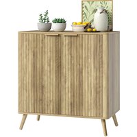 HOMCOM Buffet salon meuble de rangement avec placard à 2 portes et étagère réglable, 77 x 40 x 81 cm, aspect bois
