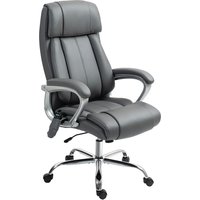 HOMCOM Massagesessel mit 6-Punkt-Vibration und Neigung, Drehstuhl und moderner Schreibtischstuhl in PU-Leder mit Seitentasche und Fernbedienung, 66x72x113-121 cm, Dunkelgrau Aosom