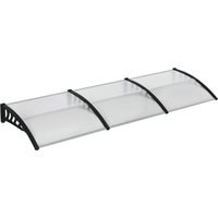 Outsunny Moderne Überdachung aus Polycarbonat und Aluminium für Balkone, Fenster und Türen, Außenvordach mit PP-Halterung, 303x96x27 cm, Schwarz und Transparent Aosom