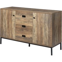 HOMCOM Meuble buffet de rangement 2 placards étagère réglable 3 tiroirs style contemporain - dim. 120L x 39,5l x 77H cm