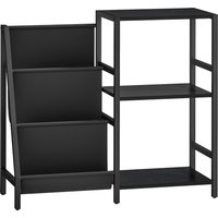 HOMCOM 3-Tier Record Player Stand, End Table for Living Room, Bedroom - Black Wood Effect