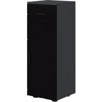 kleankin Badezimmerschrank mit Schublade und verstellbarem 2-Stufen-Schrank, Holz Badezimmerschrank, 30x30x82 cm, Schwarz und Dunkelgrau Aosom