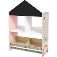 ZONEKIZ Spielzeugregal für Kinder mit Tafel, Kinderzimmermöbel mit herausnehmbaren Schubladen und Regalen, Einrichtung für Kinderzimmer und Kindergarten, Rosa Aosom