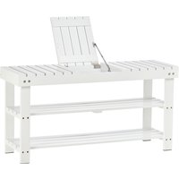 HOMCOM Banc à chaussures en bois à 3 niveaux avec étagère de rangement et compartiment caché, 90 x 29 x 45 cm, blanc