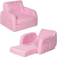 HOMCOM Kids 2 In 1 Armchair Sofa Bed, Fold Out, Padded Wood Frame, Bedroom Furniture, Pink Aosom UK