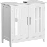 Kleankin Under Sink Cabinet with Double Doors, Modern Bathroom Vanity Unit, Pedestal Design, Adjustable Shelf Storage, White Aosom UK