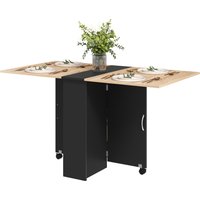 HOMCOM Table pliante de cuisine salle à manger amovible sur roulettes 75 x 140 x 74 cm coloris chêne et noir