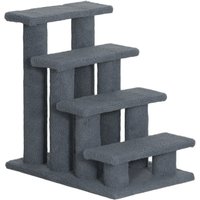 PawHut Pet Steps, Portable Stairs for Bed Access, Suitable for Cats & Older Animals, 63.5x43x60cm, Grey Aosom UK