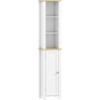 kleankin Slim Bathroom Storage Unit with Open Compartment, Bathroom Storage Cabinet with Adjustable Shelf, 34 x 23 x 165 cm, White