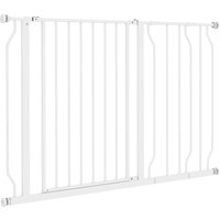 PawHut Barrière de sécurité barrière pour animal domestique longueur réglable dim. 75-115L x 76H cm blanc