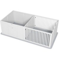 PawHut Boîte de mise bas pour chiens et chiots, parc de mise bas pour chiens porte à hauteur réglable 166 x 80 x 50 cm, blanc