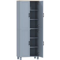 Freestanding Kitchen Cupboard 4 Door Storage Cabinet Adjustable Shelves Modern Kitchen Pantry Dining Room 170cm Wood Effect
