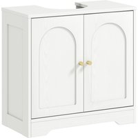 HOMCOM Under Sink Bathroom Cabinet with 2 Arch Doors - White