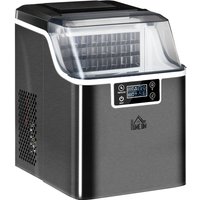 HOMCOM Ice Maker Machine Countertop, 20Kg in 24 Hrs, 24 Cubes Ready in 14-18Mins, Stainless Steel Ice Cube Maker, 3.2L w/ Adjustable Aosom UK