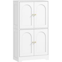 HOMCOM Buffet cuisine, meuble cuisine rangement avec 4 portes cintrées et 2 étagères réglables, 60 x 30 x 110 cm, blanc