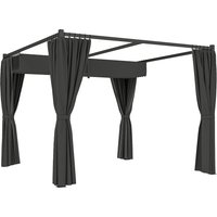 3 x 3 Retractable Pergola Garden Gazebo Shelter Curtains Grill Patio Deck Charcoal Grey