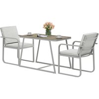 Outsunny Salon de jardin extérieur 2 personnes, table de jardin extérieure avec 2 chaises, 4 coussins cadre en acier gris
