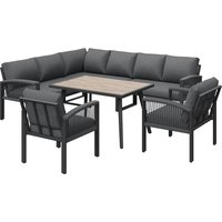 Ensemble de salon de jardin pour 8 personnes, ensemble de meubles avec cordage, y compris coussins de siège et de dossier, Gris