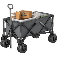Outsunny Chariot à roulettes pliable chariot de transport à roulettes charge 70 kg poignée télescopique 108 x 55 cm gris foncé