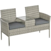 Two Seat Rattan Chair Middle Table Mixed Aosom UK