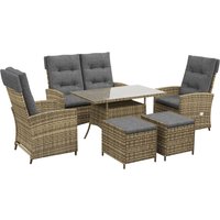 Six Piece Rattan Garden Set Reclining Chairs