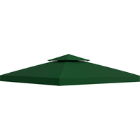 Outsunny Copertura per Gazebo 3x3 da Giardino Tetto Sostitutivo Anti-UV Impermeabile in Poliestere Verde Scuro