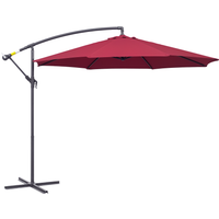 Outsunny Parasol Déporté Octogonal Inclinable Manivelle Pied Acier Ø3m Rouge Protection Solaire Aosom France