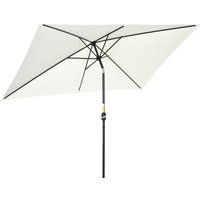 3x2m Patio Parasol Garden Umbrellas Canopy Aluminum Tilt Crank Rectangular Sun Shade Steel Cream