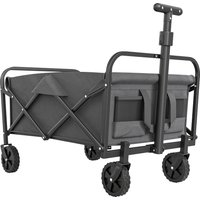 Outsunny 62L Festival Trolley on Wheels, Garden Folding Trolley Cart, 120kg Heavy Duty Collapsible Folding Wagon with Adjustable Handle and Carrying Bag for Beach, Camping, Festival, Grey | Aosom Ireland