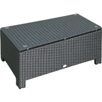 Outsunny Ousunny Tavolino da Esterni in Rattan PE con Piano in Vetro Temperato, 85x50x39cm, Nero Aosom