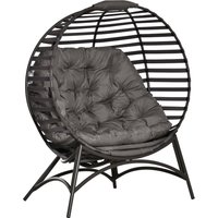Outsunny 2 Seater Egg Chair with Soft Cushion, Steel Frame and Side Pocket, Garden Patio Basket Chair for Indoor, Outdoor, Brown Aosom UK